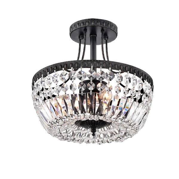 GREENVILLE SIGNATURE Perris 12 in. 3-Light Antique Bronze Semi- Flush Mount with No Bulbs Included
