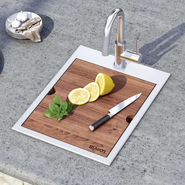 Vino 15 in. Drop-in Topmount Single Bowl 16-Gauge Stainless Steel RV Workstation Bar Prep Kitchen Sink