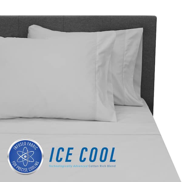 SensorPEDIC Ice Cool 4-Piece Grey 400 Thread Count Cotton/Nylon Full Sheet Set