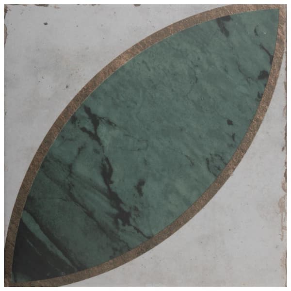 Merola Tile Renaissance Deco Emerald Mandorla 7-7/8 in. x 7-7/8 in. Porcelain Floor and Wall Tile (6.3 sq. ft./Case)