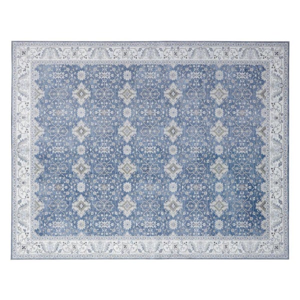 Willa Blue/Taupe 7 ft. x 10 ft. Woven Geometric Polyester Area Rug