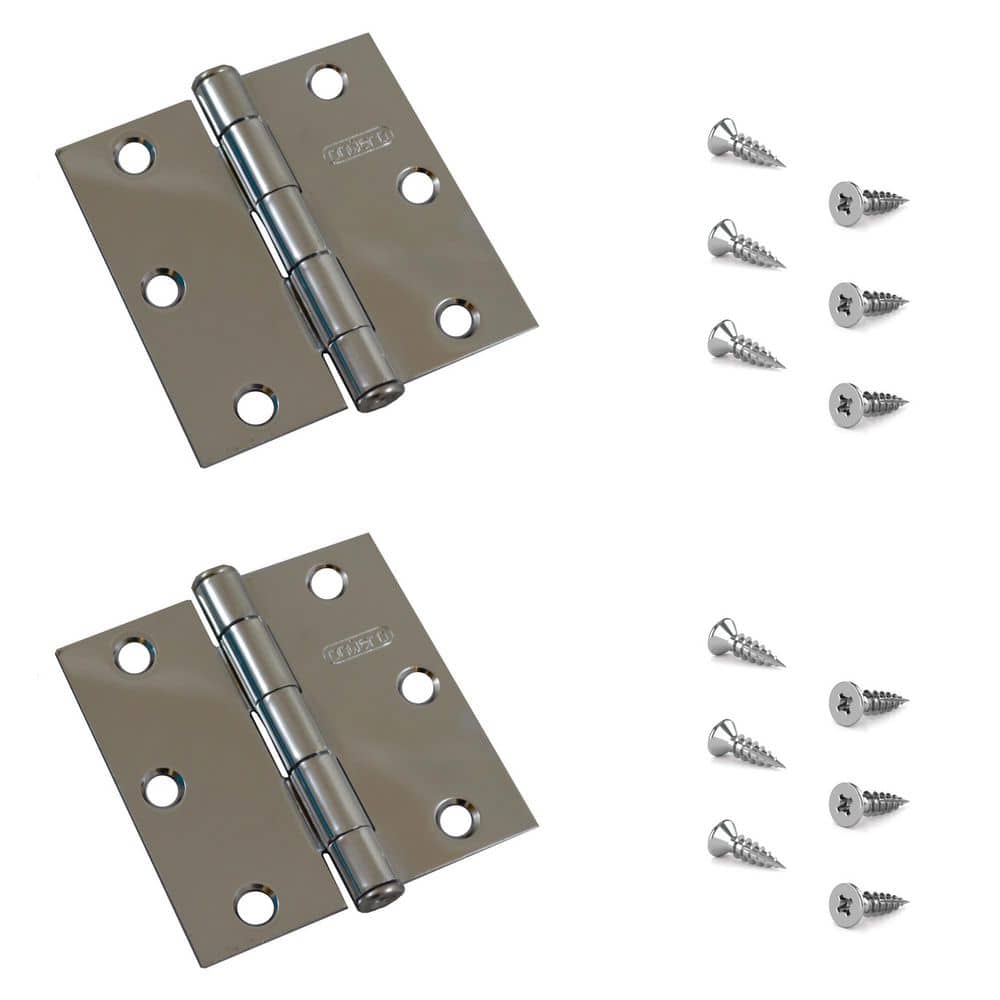 3 in. x 3 in. Chrome Full Mortise Butt Hinge with Removable Pin (2-Pack) price history on PriceWatchPro