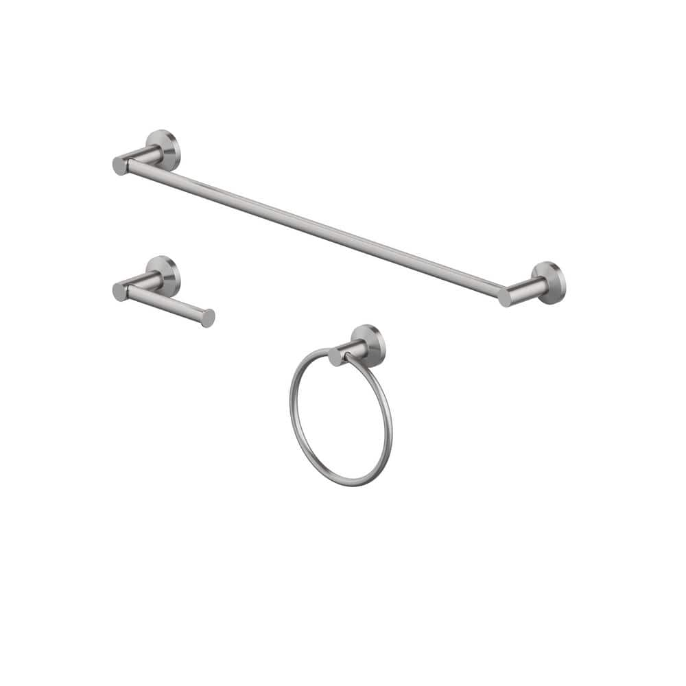 Glacier Bay Dorind 3-Piece Bath Hardware Set with 24 in. Towel Bar, Towel Ring, and TP Holder in Brushed Nickel