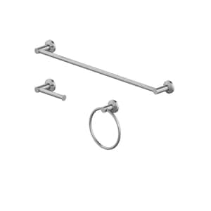Dorind 3-Piece Bath Hardware Set with 24 in. Towel Bar, Towel Ring, and TP Holder in Brushed Nickel