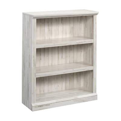 43 in. White Plank Engineered Wood 3-Shelf Bookcase
