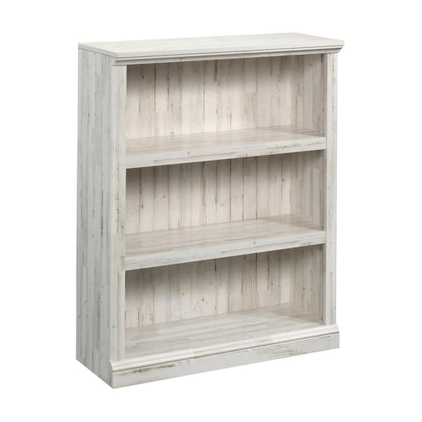 SAUDER 43 in. White Plank Engineered Wood 3-Shelf Bookcase