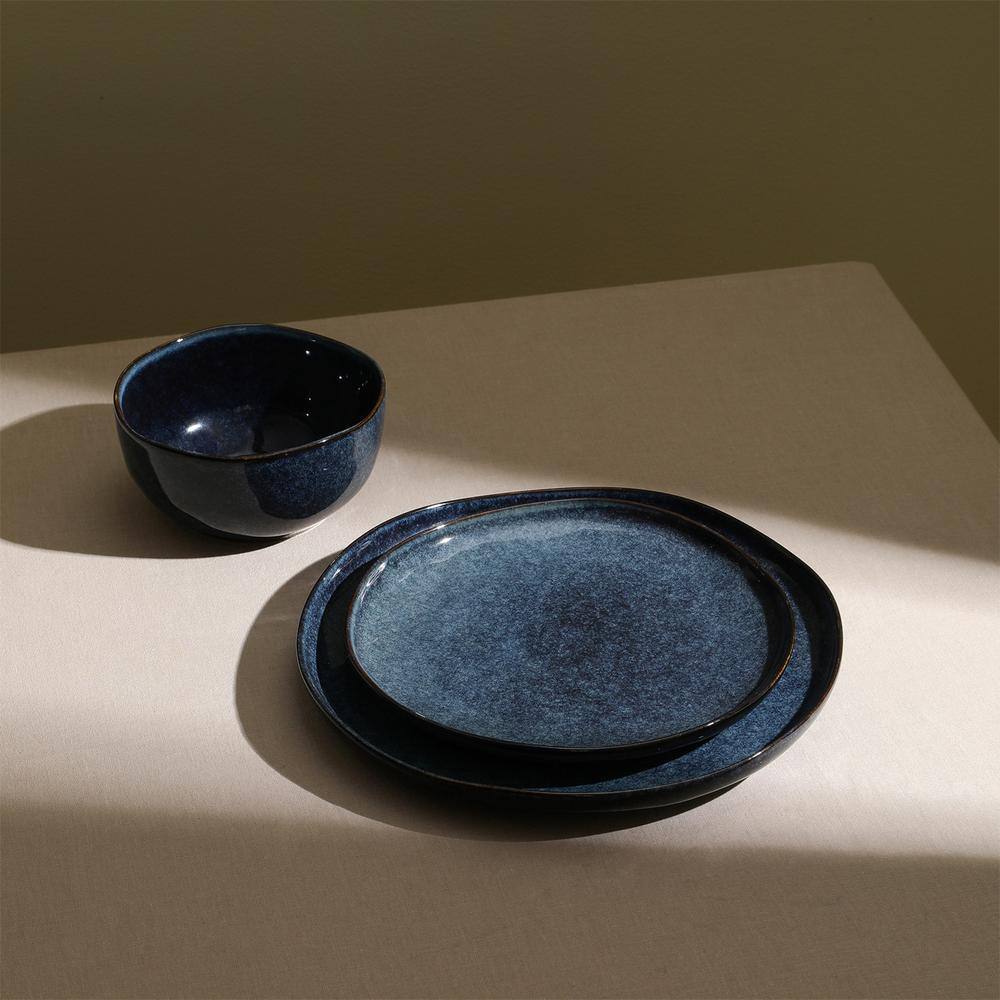 Mirella Blue Ceramic 12-Piece Dinnerware Set for 4