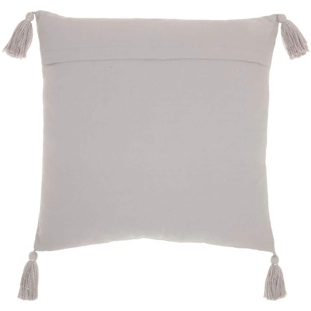 Gray Cotton Embroidered 20" Square Throw Pillow Set