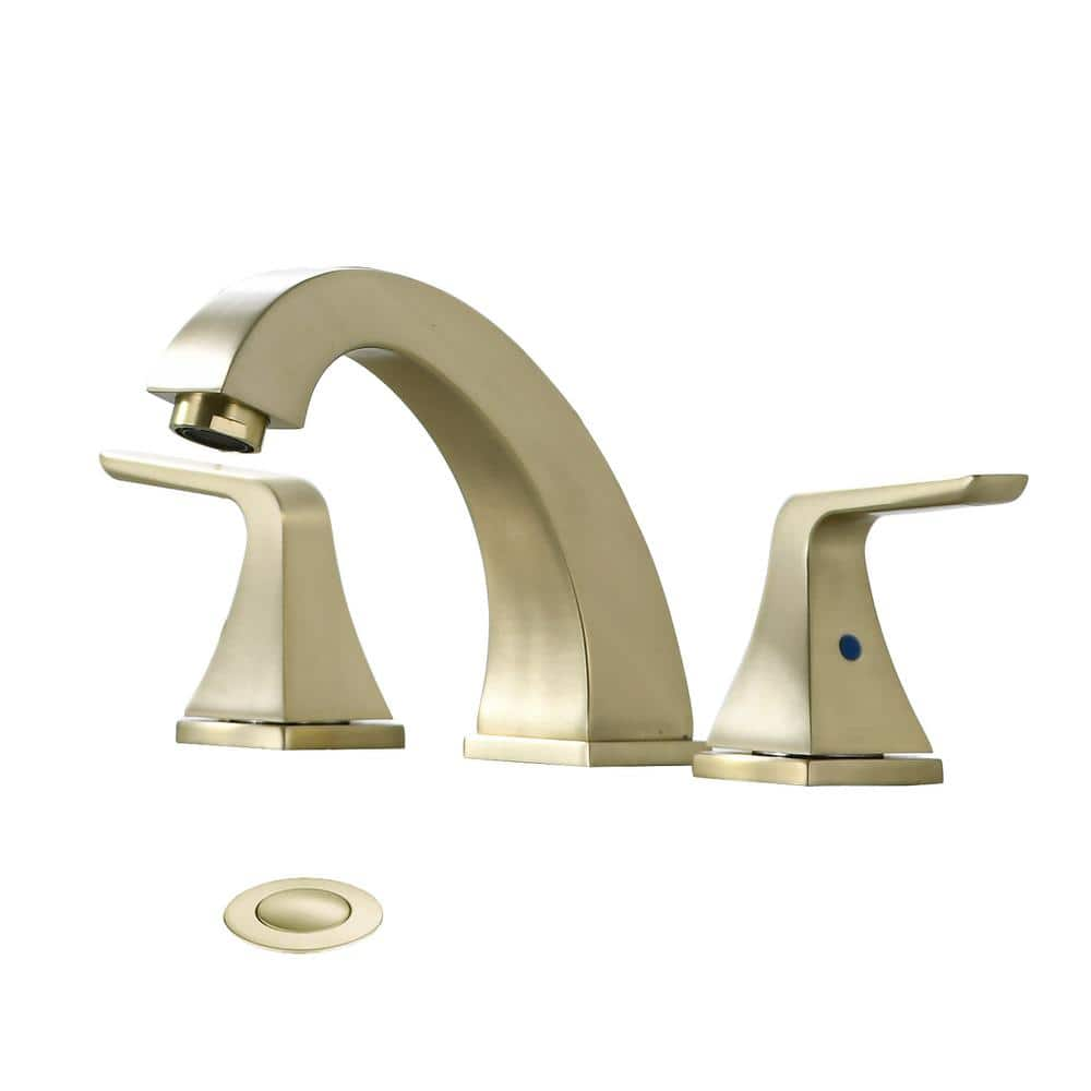 Proox 8 In Widespread 2 Handle Bathroom Faucet With Pop Up Assembly In Brushed Gold Pr C020 10 1552