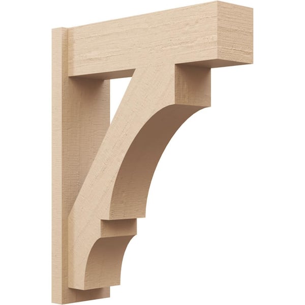 Ekena Millwork 8 in. x 34 in. x 26 in. Balboa Block Rough Cedar Woodgrain Timberthane Polyurethane Outlooker, Primed Tan