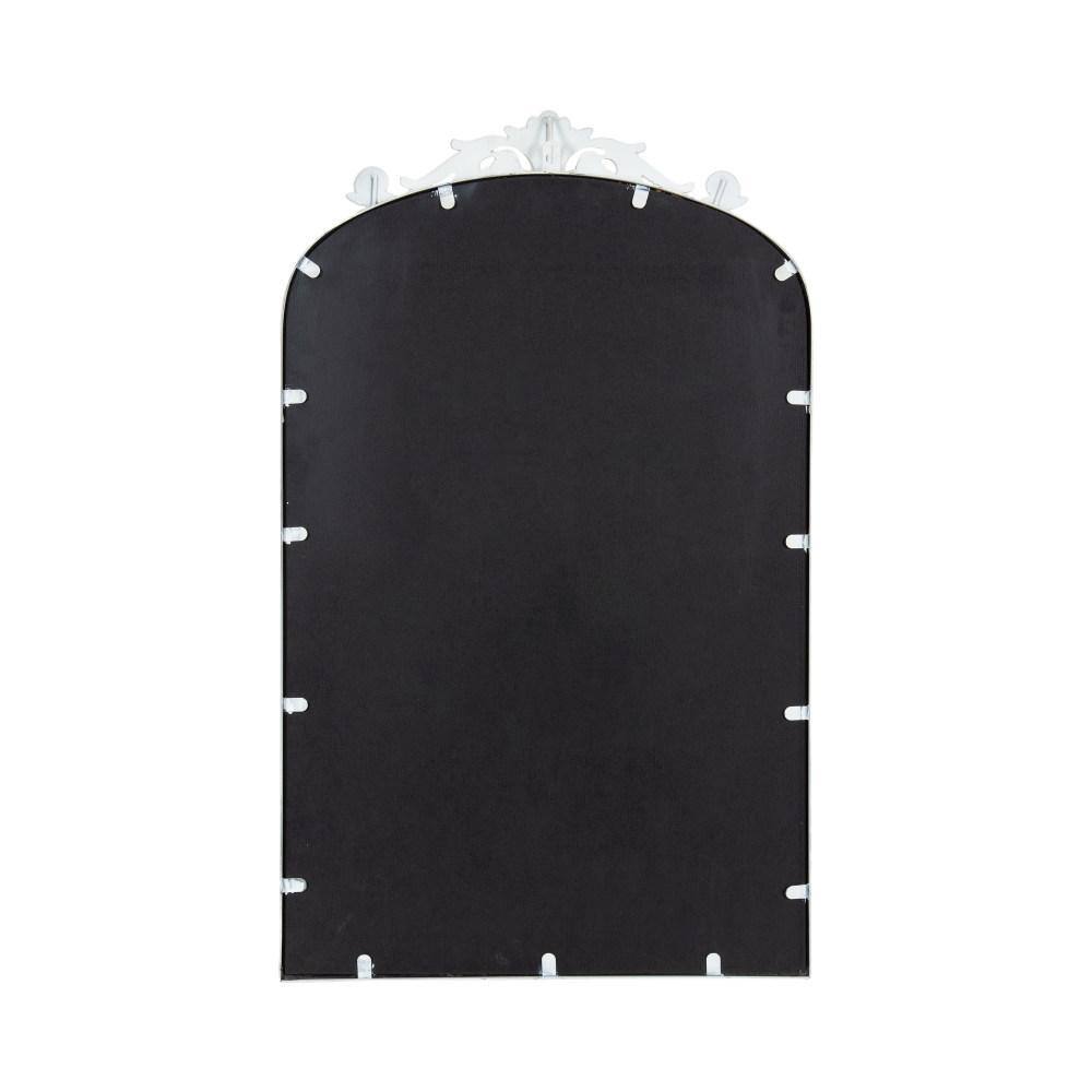 Antique White Baroque Arch Wall Mirror with Ornate Crown