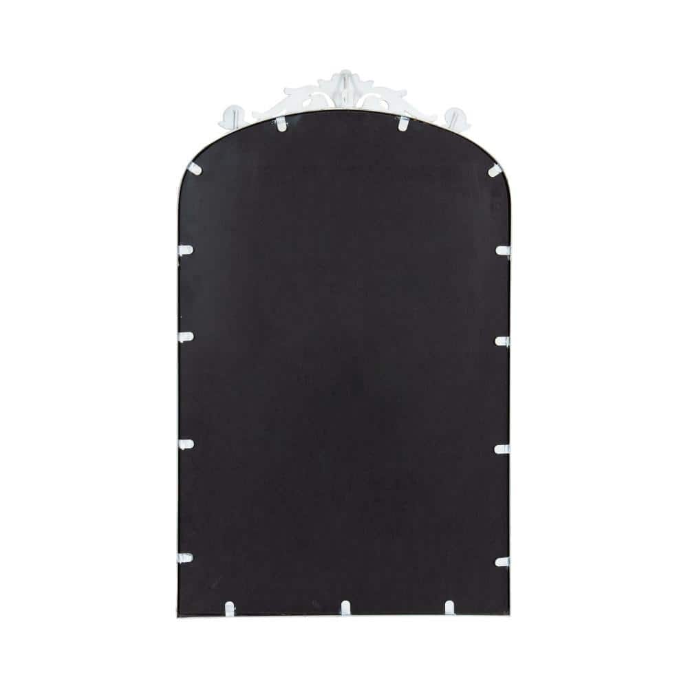 Antique White Baroque Arch Wall Mirror with Ornate Crown