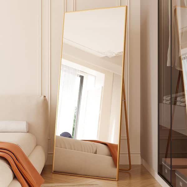 Blisstyle Gold 32 in W x 71 in. H Classic Rectangle Glass Framed Mirror Wall Mirror Wall Decor Mirror