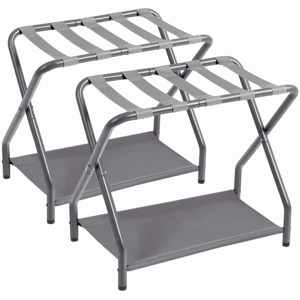 Wudkey Grey Metal Luggage Rack, Foldable Suitcase Stands for Guest Room ...