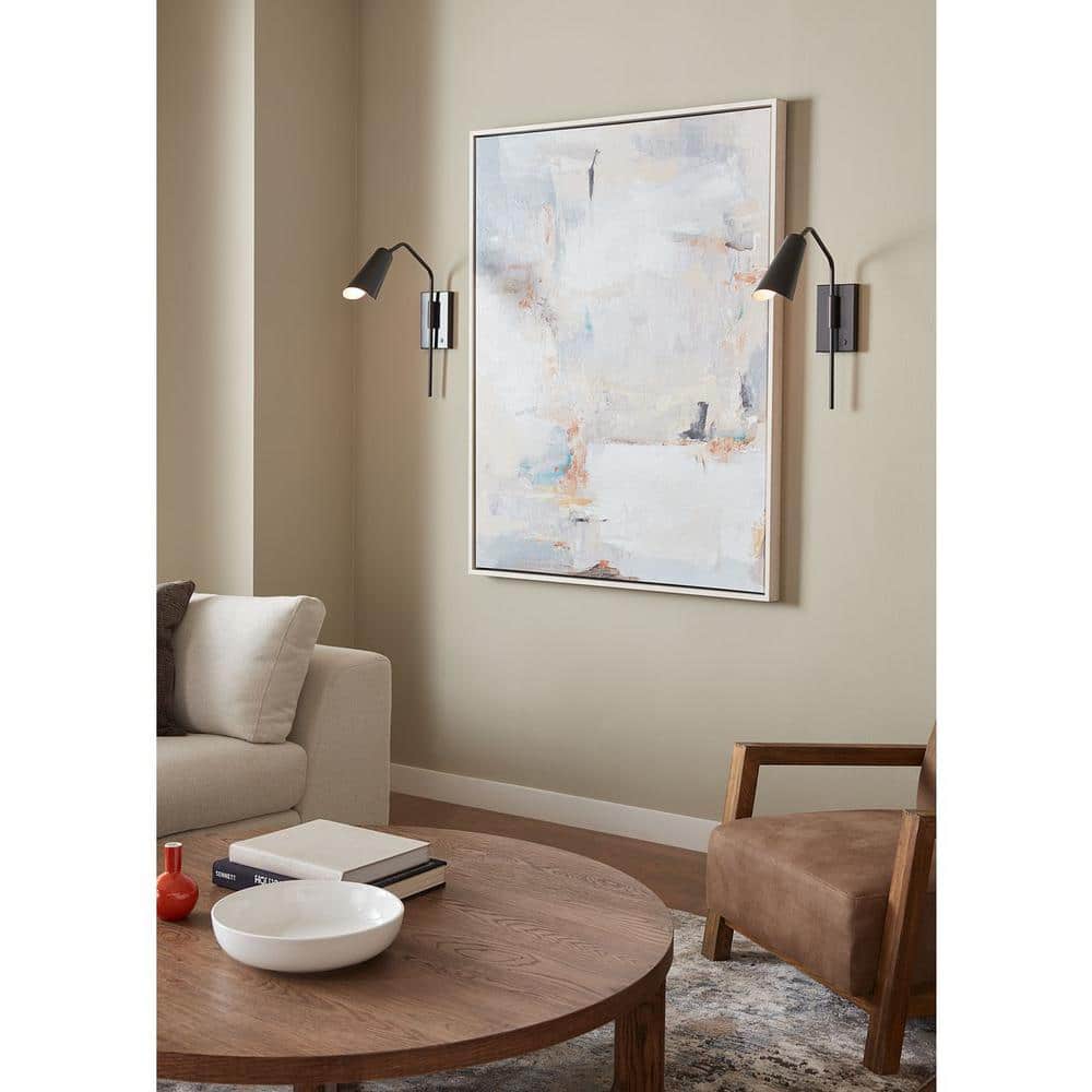 Cornett 19 in. 1-Light Matte Black Mid-Century Modern Wall Bracket Dining Rooms, Great Rooms and Bathrooms price history on PriceWatchPro