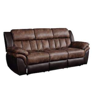 Jaylen 91 in. Brown Flared Arm Microfiber Rectangle Motion Sofa 3-Seats