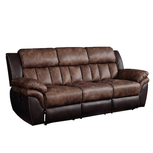 Acme Furniture Jaylen 91 in. Brown Flared Arm Microfiber Rectangle Motion Sofa 3-Seats