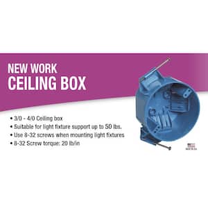 1-Gang 20 cu. in. New Work Electrical Ceiling Box with Captive Nails (Case of 75)