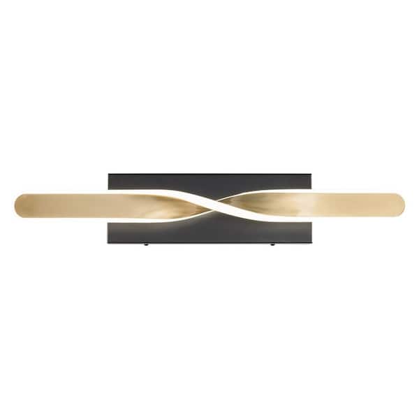 Maxax Washington 24 in. 1-Light Brass/Black Modern Integrated LED 3 CCT Vanity Light Bar