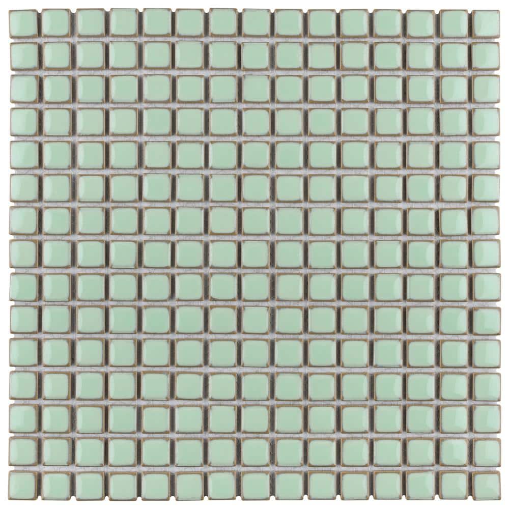 Hudson Edge Light Green 12 in. x 12 in. Porcelain Floor and Wall Mosaic Tile (10.6 sq. ft./Case) price history on PriceWatchPro