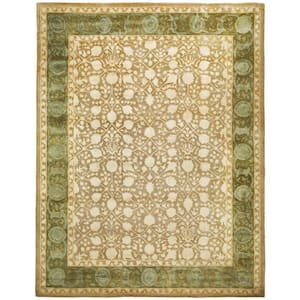 Silk Road Ivory and Sage 8 ft. x 10 ft. Border Area Rug