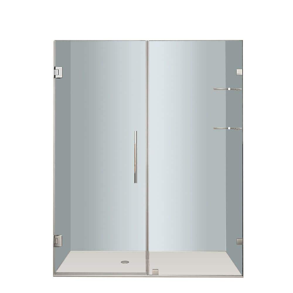 Nautis 60" x 72" Frameless Hinged Shower Door in Stainless Steel