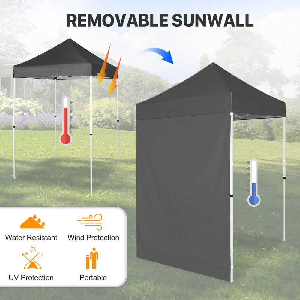 Gray and White Adjustable Steel Pop-Up Canopy Tent with Sunwall