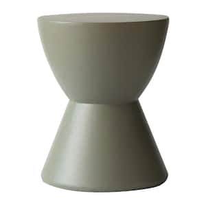 Modern Round Side Table with Fiberstone Tabletop and Pedestal Base Accent Table Loft Series in Moss Grey