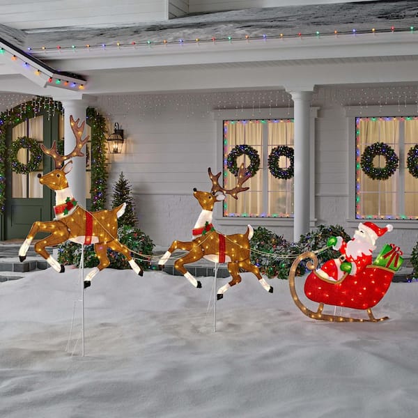6 ft. Yuletide Lane LED Santa's Sleigh with Reindeer Y27