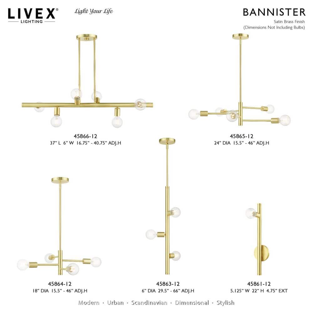 Bannister 5-Light Asymmetrical Satin Brass Chandelier
