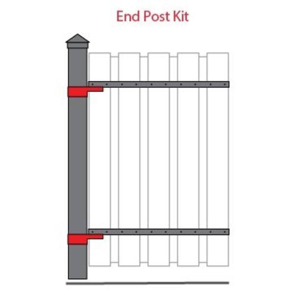 Slipfence 6 ft. x 8 ft. Black Aluminum End Post Fence Panel Kit with 9 ft. Post