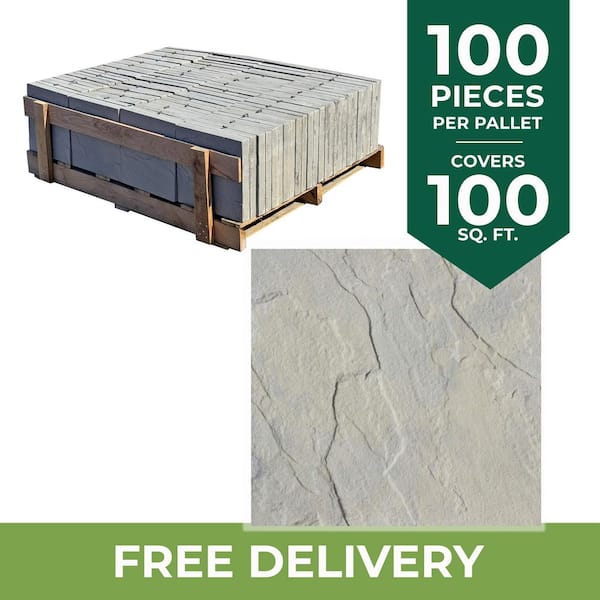 Patio-on-a-Pallet 12 in. x 12 in. Concrete Gray Variegated Traditional Yorkstone Paver (100 Pieces/100 Sq Ft)