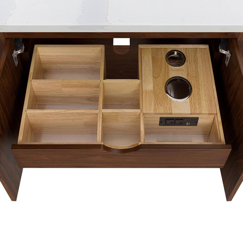 Zoe 48'' Walnut Single Bathroom Vanity Base with Gold Hardware