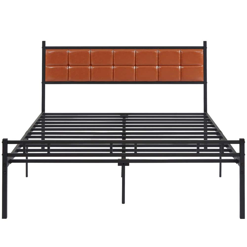 VECELO Bed Frame With PU Upholstered Headboard, Full Platform Bedframes ...