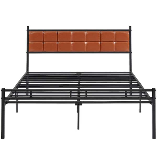 VECELO Bed Frame With PU Upholstered Headboard, Full Platform Bedframes ...