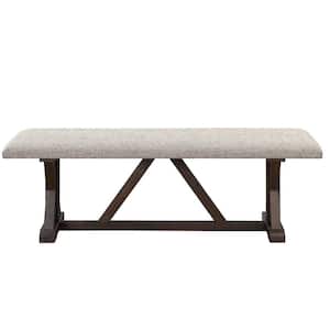 Pascaline Gray Fabric, Rustic Brown and Oak Finish Bench