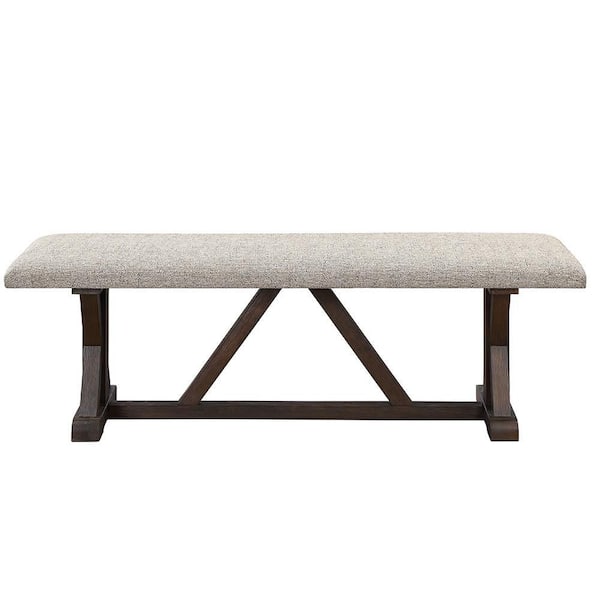 Acme Furniture Pascaline Gray Fabric, Rustic Brown and Oak Finish Bench