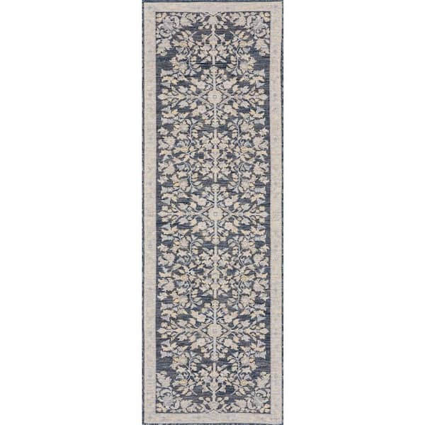Talora Traditional Navy 3 ft. x 8 ft. Outdoor Runner Rug
