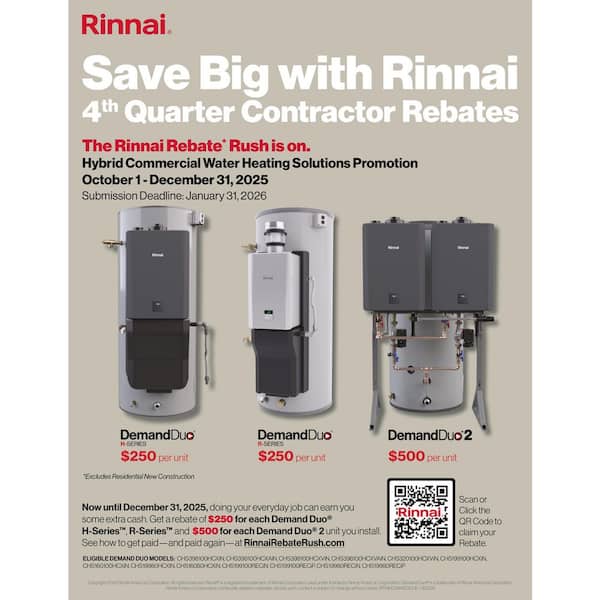Rinnai Demand Duo R-Series 80 Gal. Commercial Hybrid Water Heating