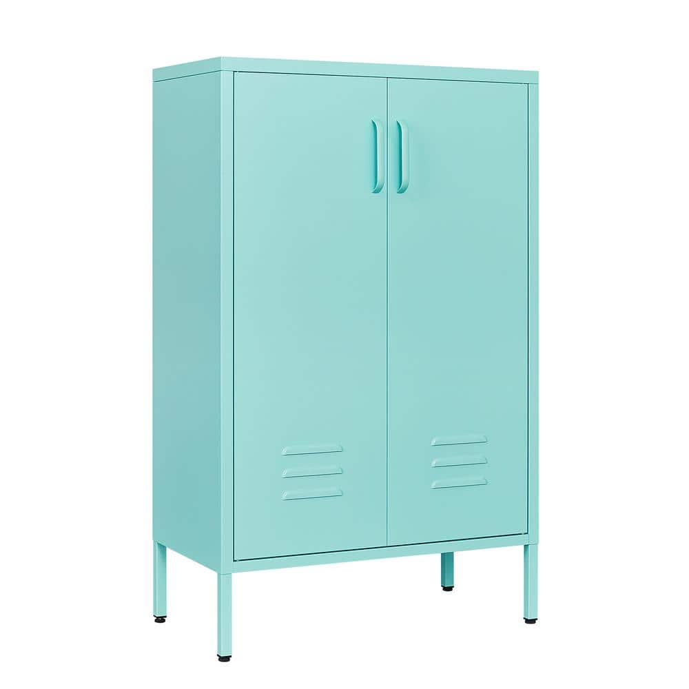 25.59 in. W x 13.78 in. D x 41.97 in. H Mint Green Steel Linen Cabinet with