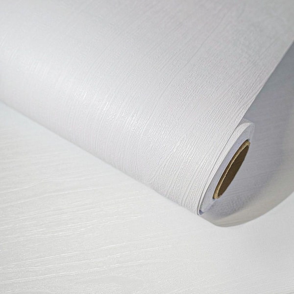 Amo White Wood Grain Wallpaper Roll Peel & Stick Waterproof Self Adhesive Vinyl Contact Paper for Furniture and Walls