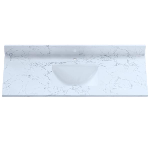 Boyel Living 49 in. W x 22 in. D Engineered Stone Composite Vanity Top in White with White Rectangular Single Sink - Single Hole