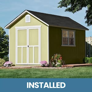 Professionally Installed Meridian Deluxe 8 ft. x 12 ft. Outdoor Wood Storage Shed with Autumn Brown Shingle (96 sq. ft.)