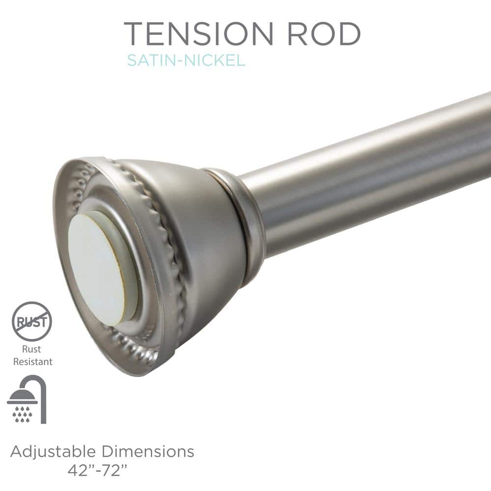 Adjustable Satin Nickel Tension Shower Curtain Rod 42-72 Inches