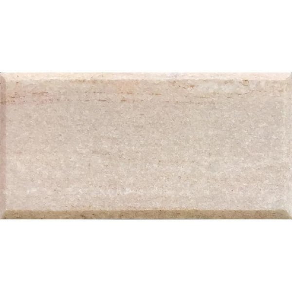 Apollo Tile Wooden Beige 3 in. x 6 in. Beveled Polished Marble Subway Tile Sample (0.12 sq. ft./Piece)