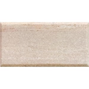 Wooden Beige 3 in. x 6 in. Beveled Polished Marble Subway Floor and Wall Tile (5 sq. ft./Case)