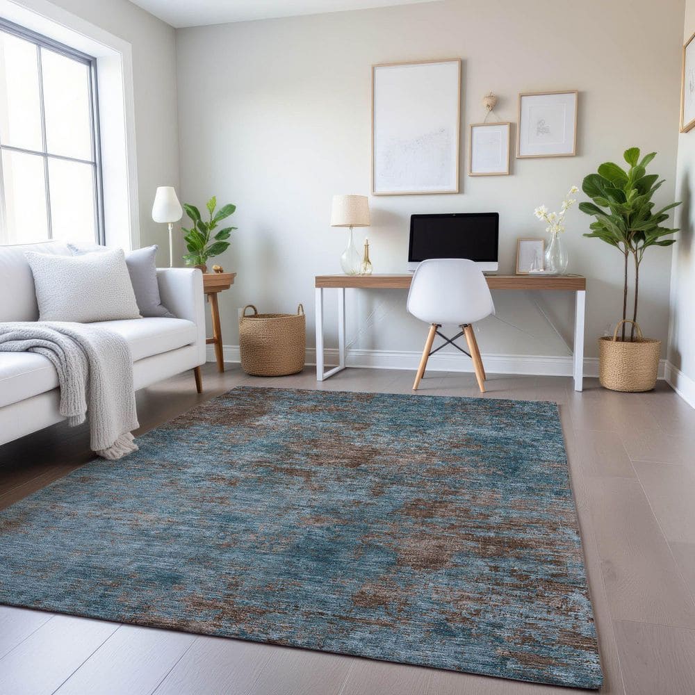 Mayfield Premium Machine Washable Abstract AMF1359 Teal 10 ft. x 14 ft. Area Rug price history on PriceWatchPro