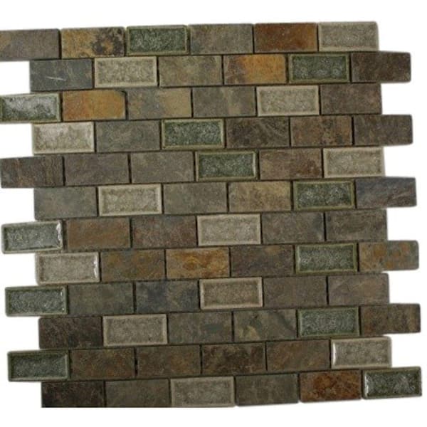 Ivy Hill Tile Roman Selection Emperial Slate 12 in. x 12 in. x 8 mm Mixed Materials Mosaic Floor and Wall Tile