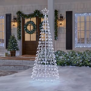 6 ft. Cool White LED Cone Tree with Star Holiday Yard Decoration