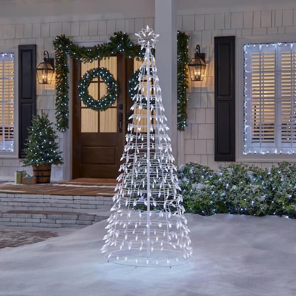 Home Accents Holiday 6 ft. Cool White LED Cone Tree with Star ...